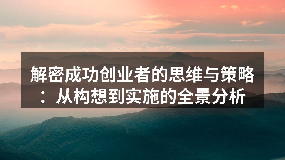 解密成功创业者的思维与策略：从构想到实施的全景分析